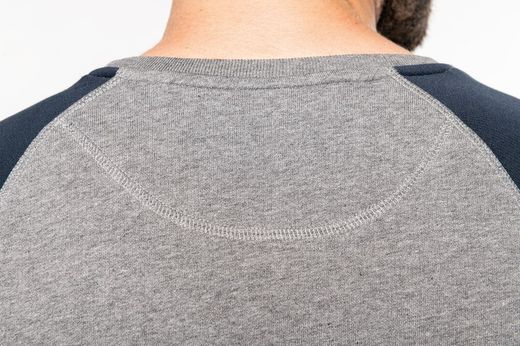 Zweifarbiges Sweatshirt aus Bio-Baumwolle Raglanärmel mit Rundhalsausschnitt für Männer