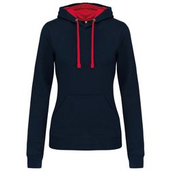 Sudadera capucha contrastada mujer