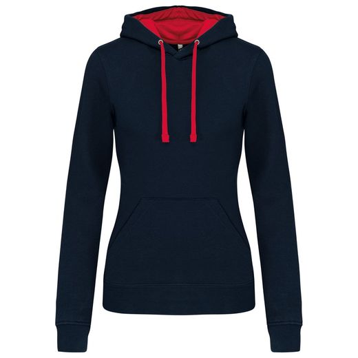 Sudadera capucha contrastada mujer