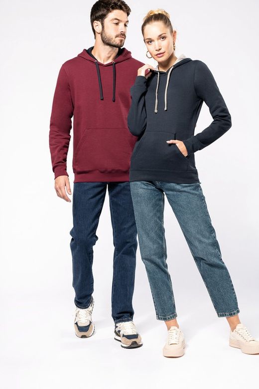 Sudadera capucha contrastada mujer