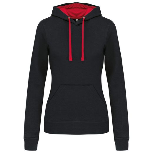 Sudadera capucha contrastada mujer