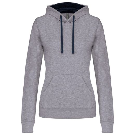 Sudadera capucha contrastada mujer