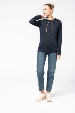 Sudadera capucha contrastada mujer