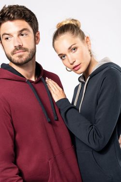 Sudadera capucha contrastada mujer
