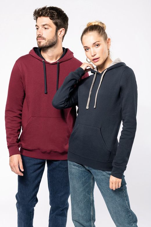 Sudadera capucha contrastada mujer