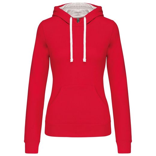 Sudadera capucha contrastada mujer