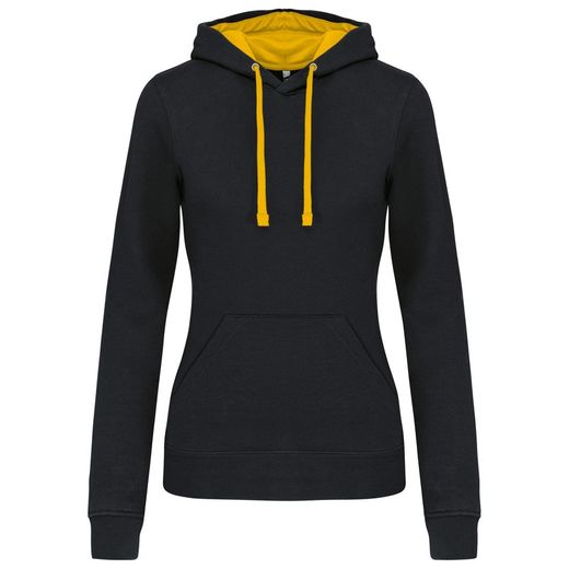 Sudadera capucha contrastada mujer