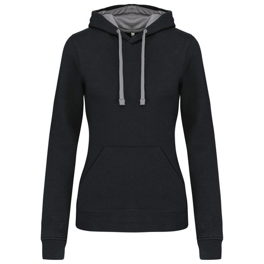 Sudadera capucha contrastada mujer