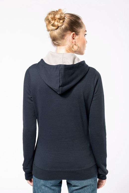 Sudadera capucha contrastada mujer