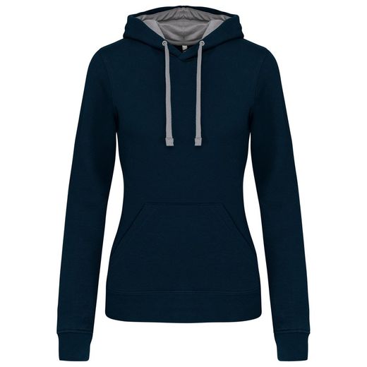 Sudadera capucha contrastada mujer
