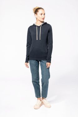 Sudadera capucha contrastada mujer