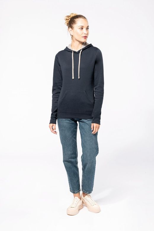 Sudadera capucha contrastada mujer