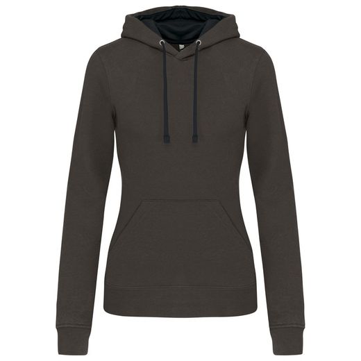 Sudadera capucha contrastada mujer