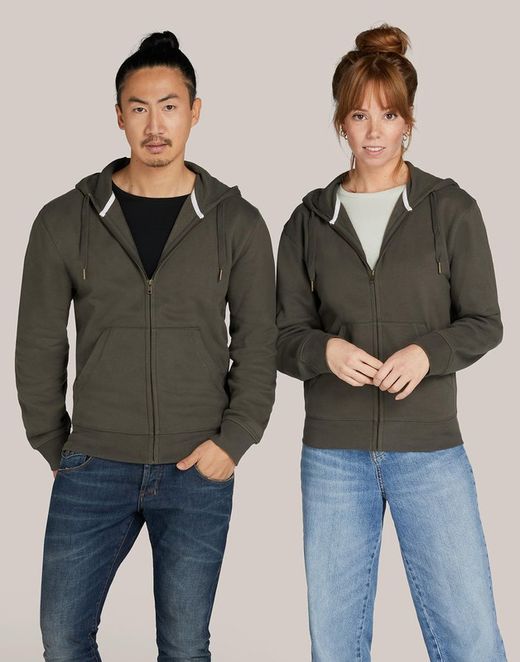 Sudadera capucha cremallera sin etiquetas Unisex