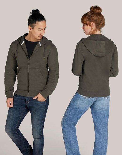 Sudadera capucha cremallera sin etiquetas Unisex