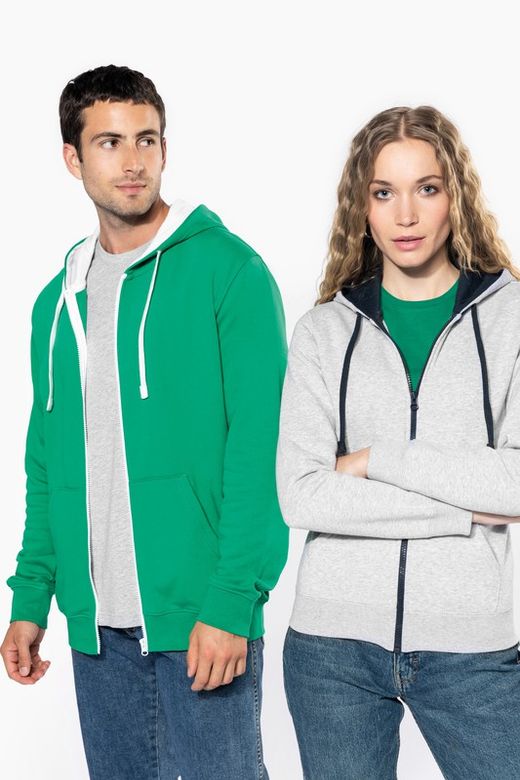 Contrast Zip Hoodie