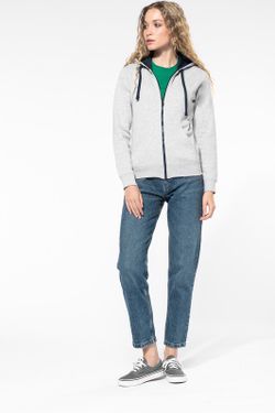 Damen Contrast Zip Hoodie