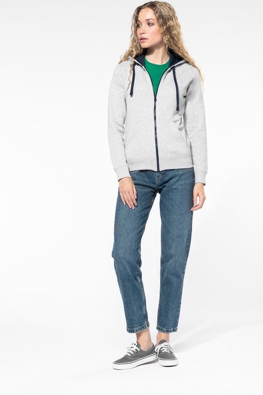 Damen Contrast Zip Hoodie
