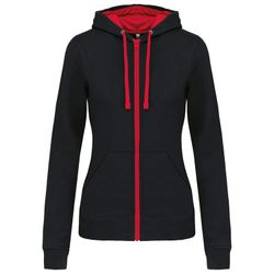 Damen Contrast Zip Hoodie