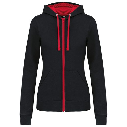 Damen Contrast Zip Hoodie