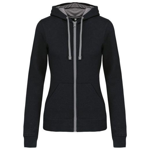 Damen Contrast Zip Hoodie