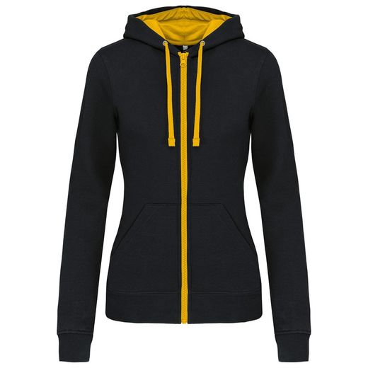 Damen Contrast Zip Hoodie