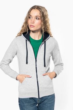 Damen Contrast Zip Hoodie
