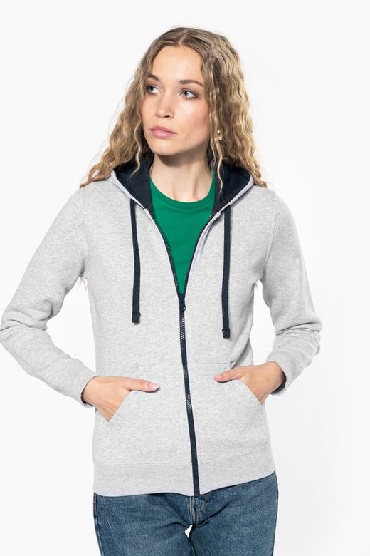 Damen Contrast Zip Hoodie