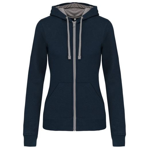 Damen Contrast Zip Hoodie