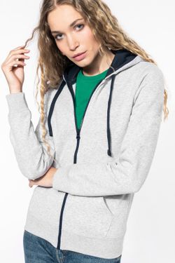 Damen Contrast Zip Hoodie