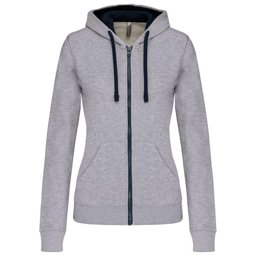 Damen Contrast Zip Hoodie