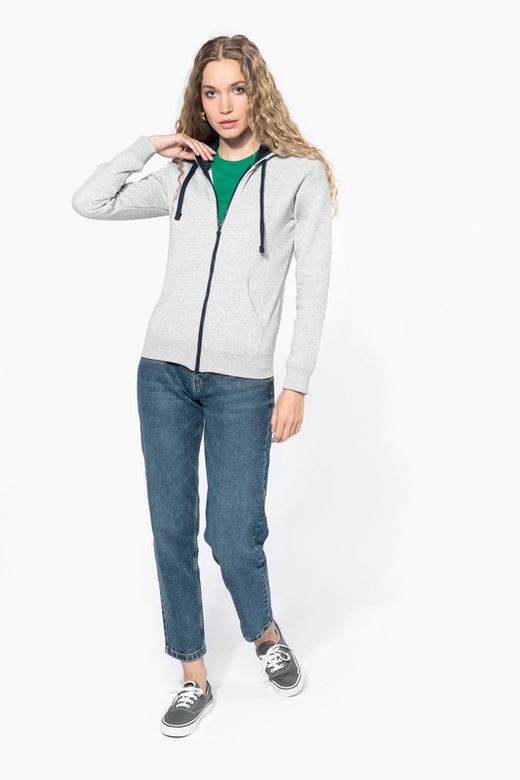 Damen Contrast Zip Hoodie
