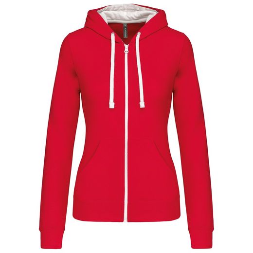 Damen Contrast Zip Hoodie
