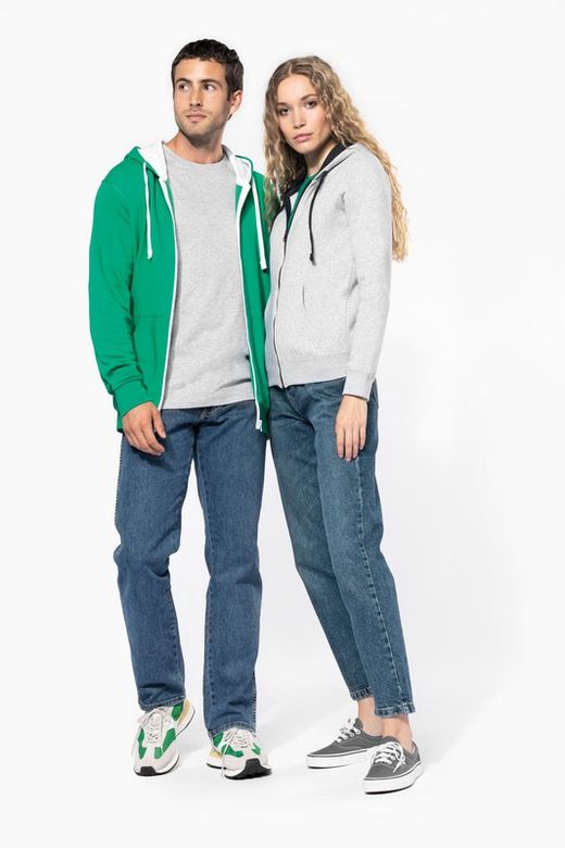 Damen Contrast Zip Hoodie