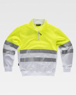 Sudadera combinada con cintas reflectantes Amarillo / Blanco
