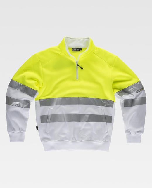 Sudadera combinada con cintas reflectantes Amarillo / Blanco