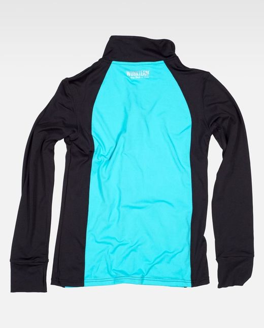 Sudadera combinada de cuello alto Negro / Turquesa