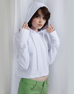 Sudadera corta con capucha mujer