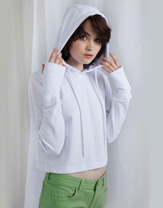 Sudadera corta con capucha mujer