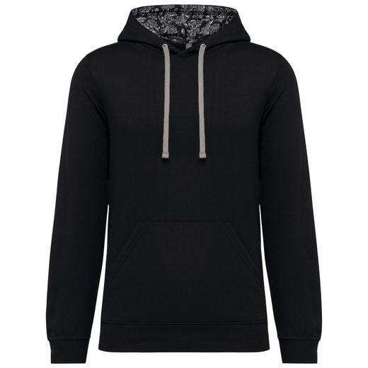 Felpa unisex con cappuccio a contrasto con motivi