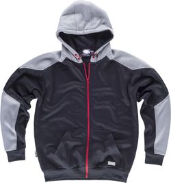 Sudadera con capucha y cremallera completa Negro / Gris / Claro