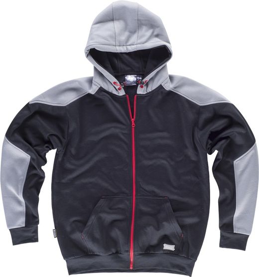 Full Zip Hoodie with Contrast Details Black Light Gray