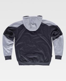 Hoodie mit durchgehendem Reißverschluss und Kontrastdetails Schwarz Hellgrau