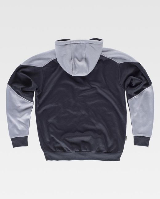 Hoodie mit durchgehendem Reißverschluss und Kontrastdetails Schwarz Hellgrau