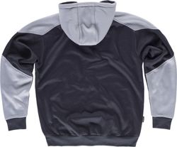 Hoodie mit durchgehendem Reißverschluss und Kontrastdetails Schwarz Hellgrau