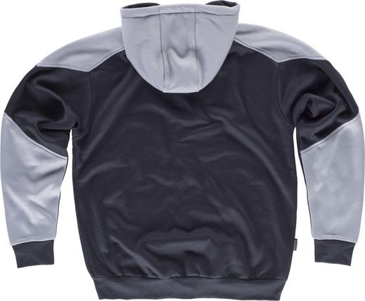 Hoodie mit durchgehendem Reißverschluss und Kontrastdetails Schwarz Hellgrau