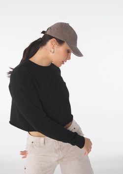 Felpa corta da donna a girocollo