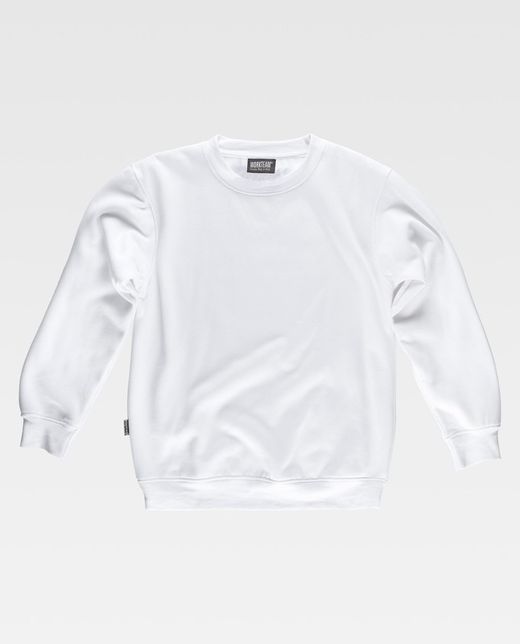 Boxhals-Sweatshirt mit elastischen Bündchen und Taille Weiß