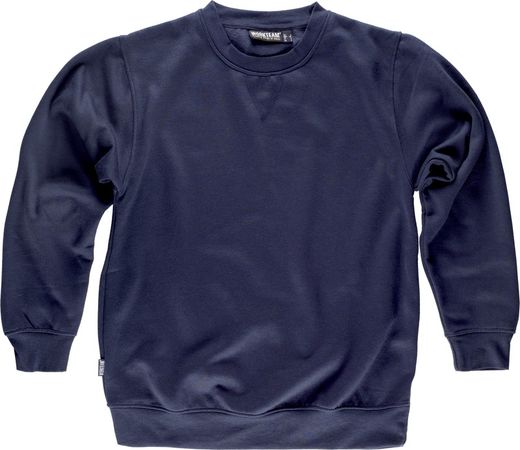 Felpa girocollo con elastico in vita e polsini blu scuro