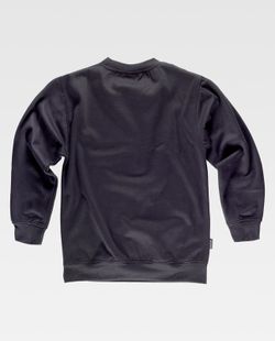 Schwarzes Sweatshirt mit Rundhalsausschnitt, elastischen Bündchen und Taille